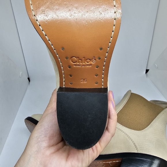 Chloe Calfskin Suede Ankle Boot Biscotti Beige Size 36 - Picture 8 of 16
